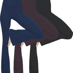 3Pcs High Waist Yoga Pants Flared Legs High Stretch V Cut Waist Yoga Leggings