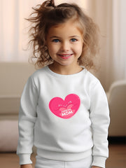 Girls Heart Pattern Crew Neck Sweatshirt For Spring Fall