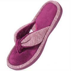 Women's Plush Lined Flip Flops Soft Memory Foam Slides