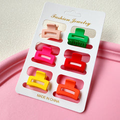 6pcs Small Hollow Square Claw Clips Girls Hair Accessories
