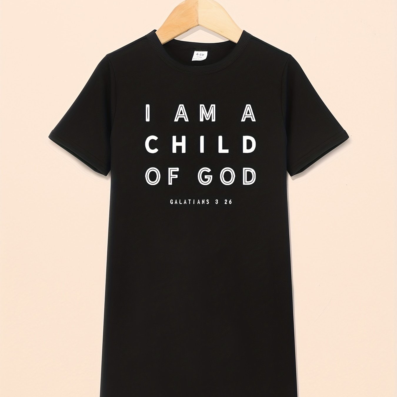 Toddler Girls Crew Neck I'm Child Of God Print T Shirt Dress Kids Summer Clothes