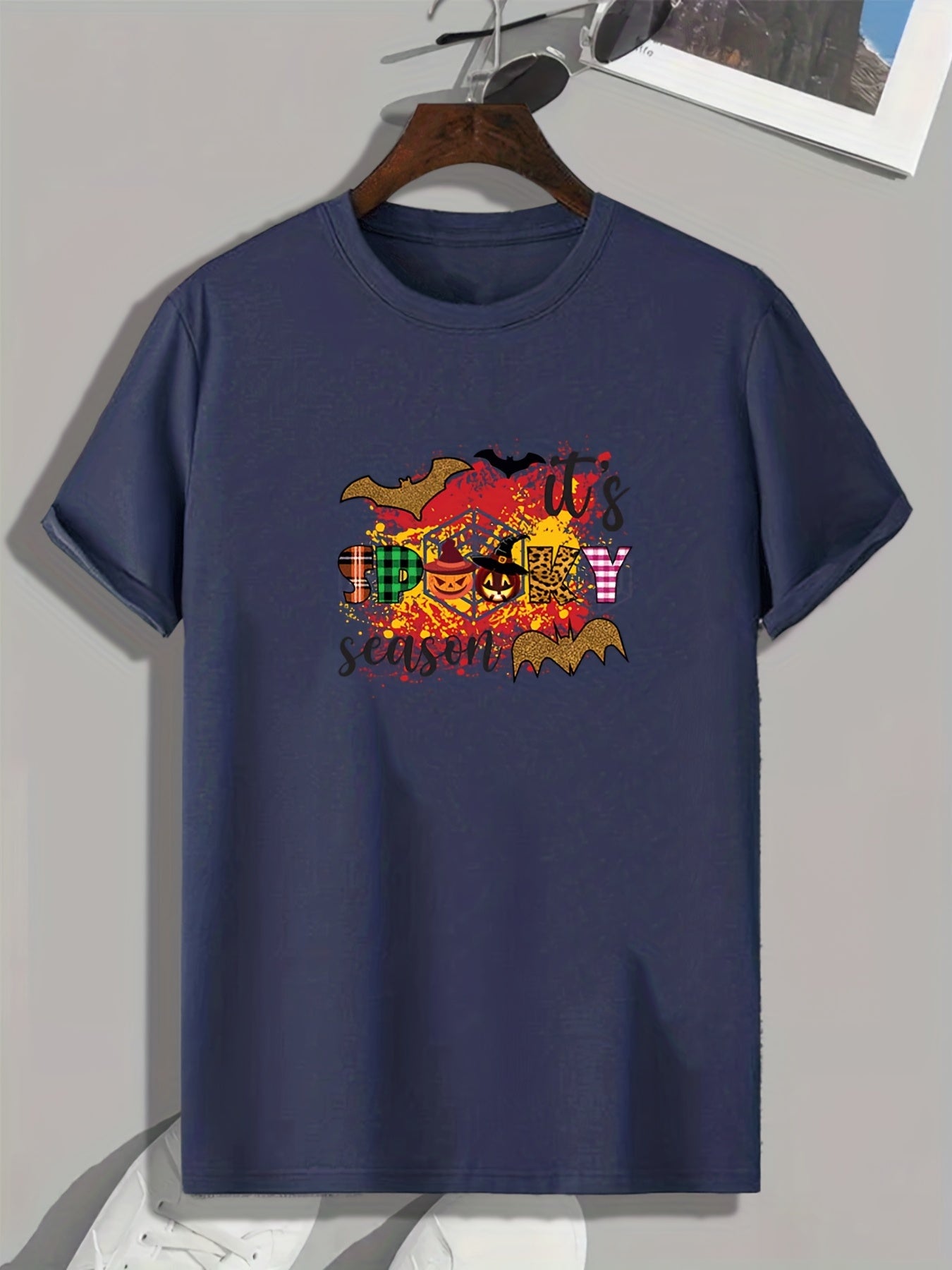 Men's Spooky Season Print T-shirt Crew Neck Tee