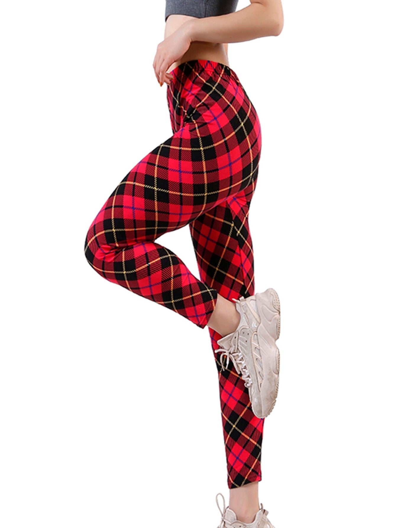 Women Camo Workout Leggings Plaid Skinny Adventure Leggings