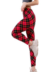 Women Camo Workout Leggings Plaid Skinny Adventure Leggings