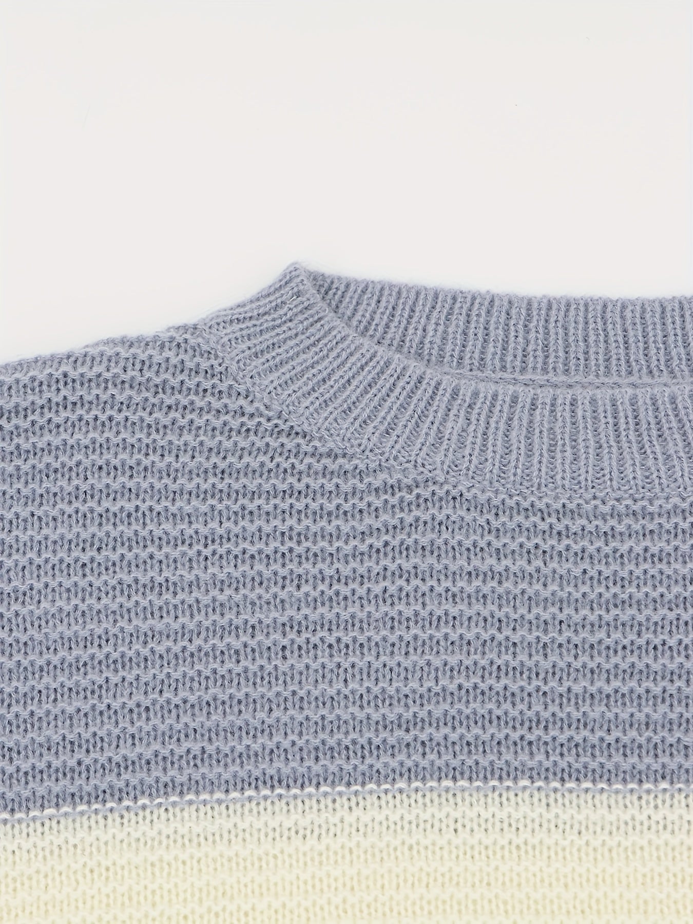 Block Knit Sweater Casual Crew Neck Long Sleeve Women's Clothing