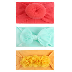 3pcs Nylon Soft Baby Headbands, 0-3 Yrs