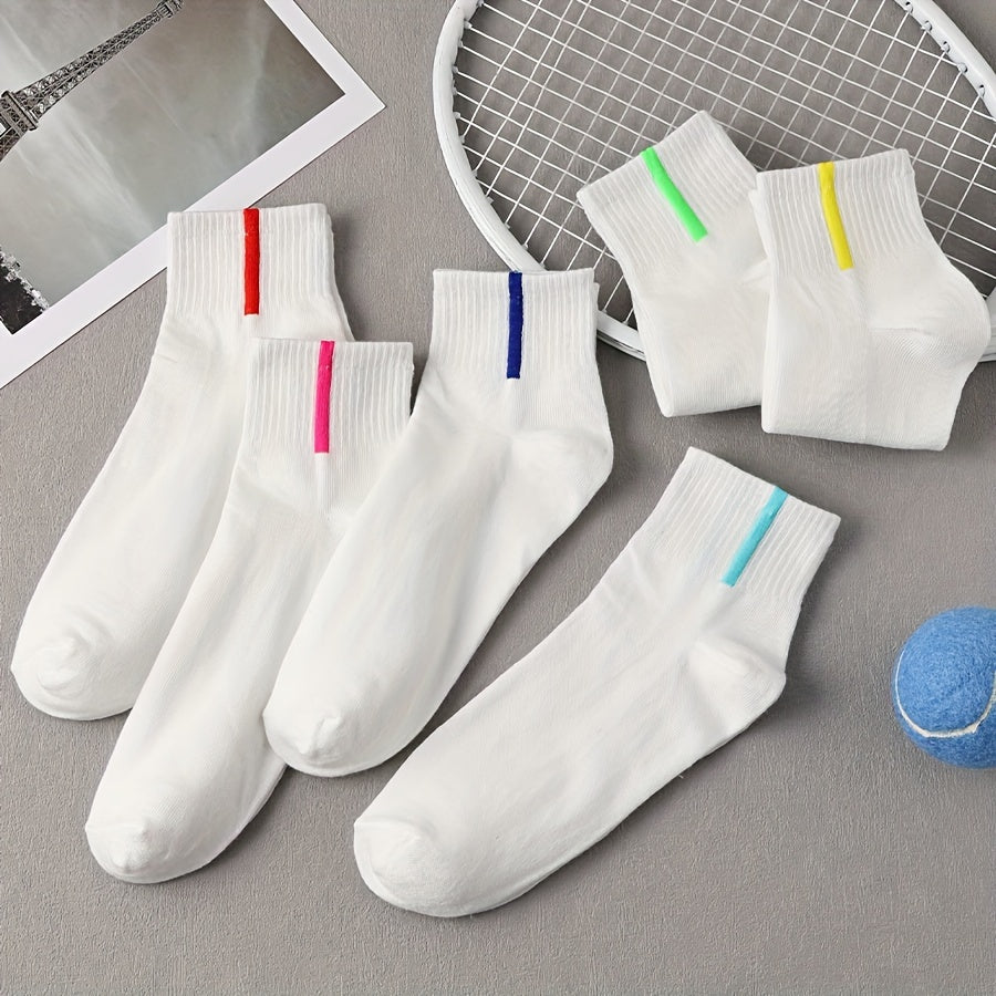 6 Pairs Striped Crew Socks Comfy & Breathable Women's Stockings