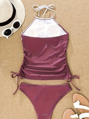 Colorblock Floral Print Tankini Set