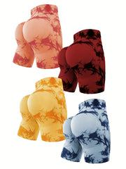 Tie Dye Yoga Sports Shorts Women's Fitness Tight Shorts