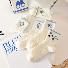5 Pairs Cartoon & Argyle Textured Women's Stockings