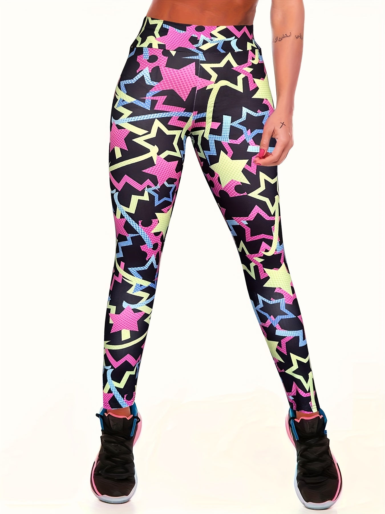 Pentagram Star Print Yoga Pants High Waist Leggings Women's Activewear