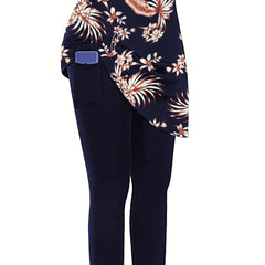 Tropical Print Tummy Control Yoga Skirted Leggings