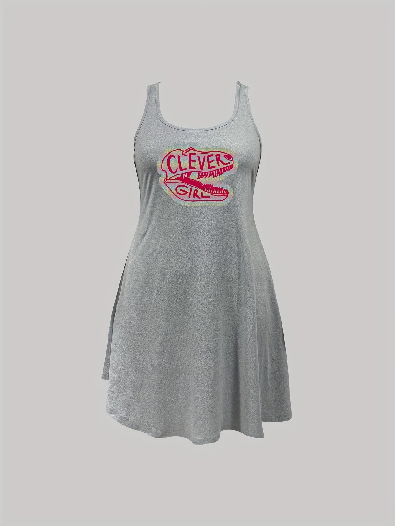 Women's Dinosaur & Letter Print Tank Sleep Dress