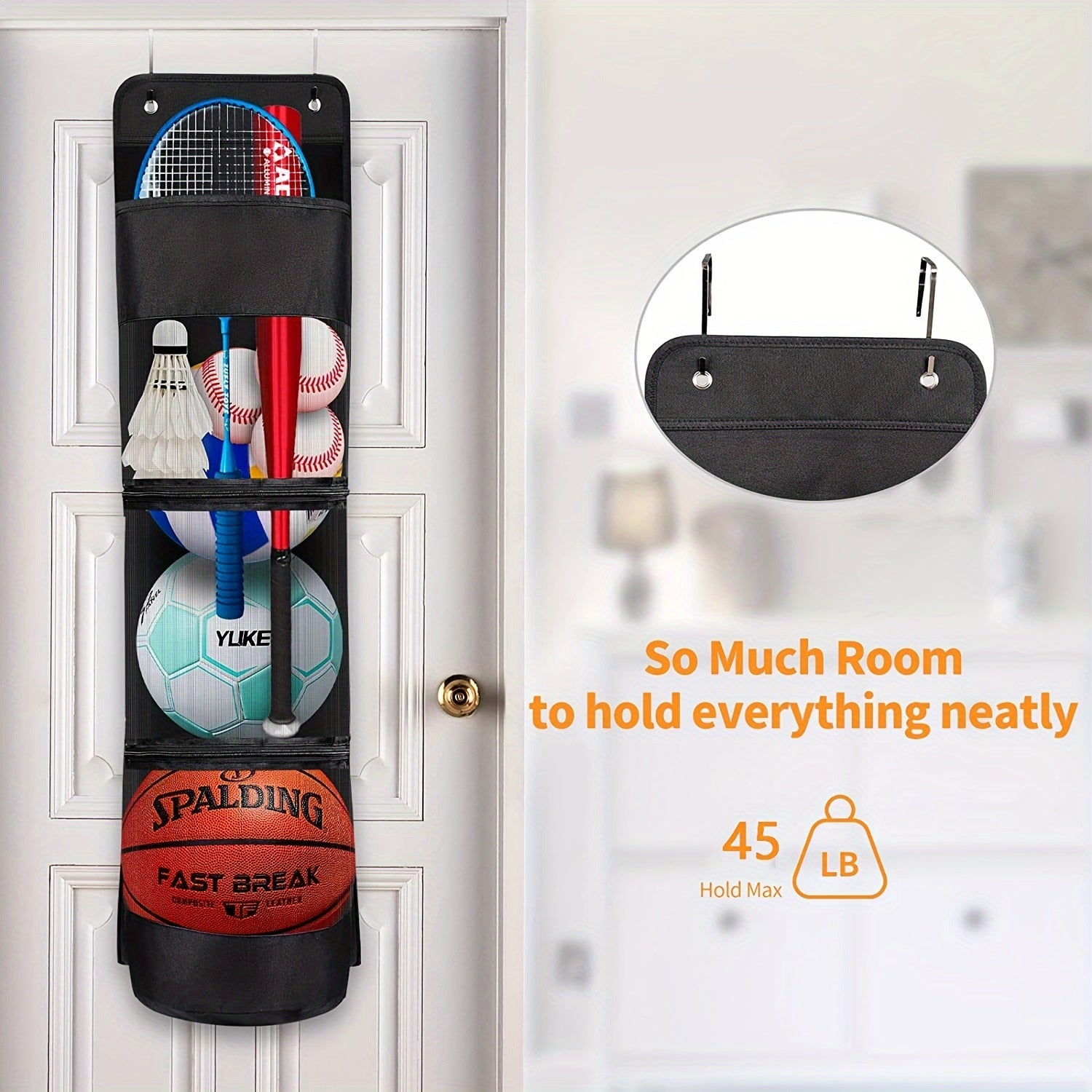 Sports Equipment Storage Bag Hanging Basketball Toy Storage Basket