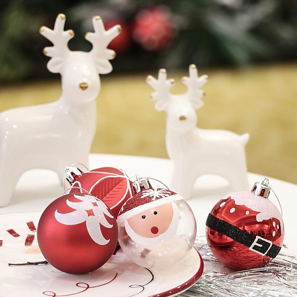 9pcs Santa Claus Christmas Ball Decoration Plastic Painted Ball Pendant