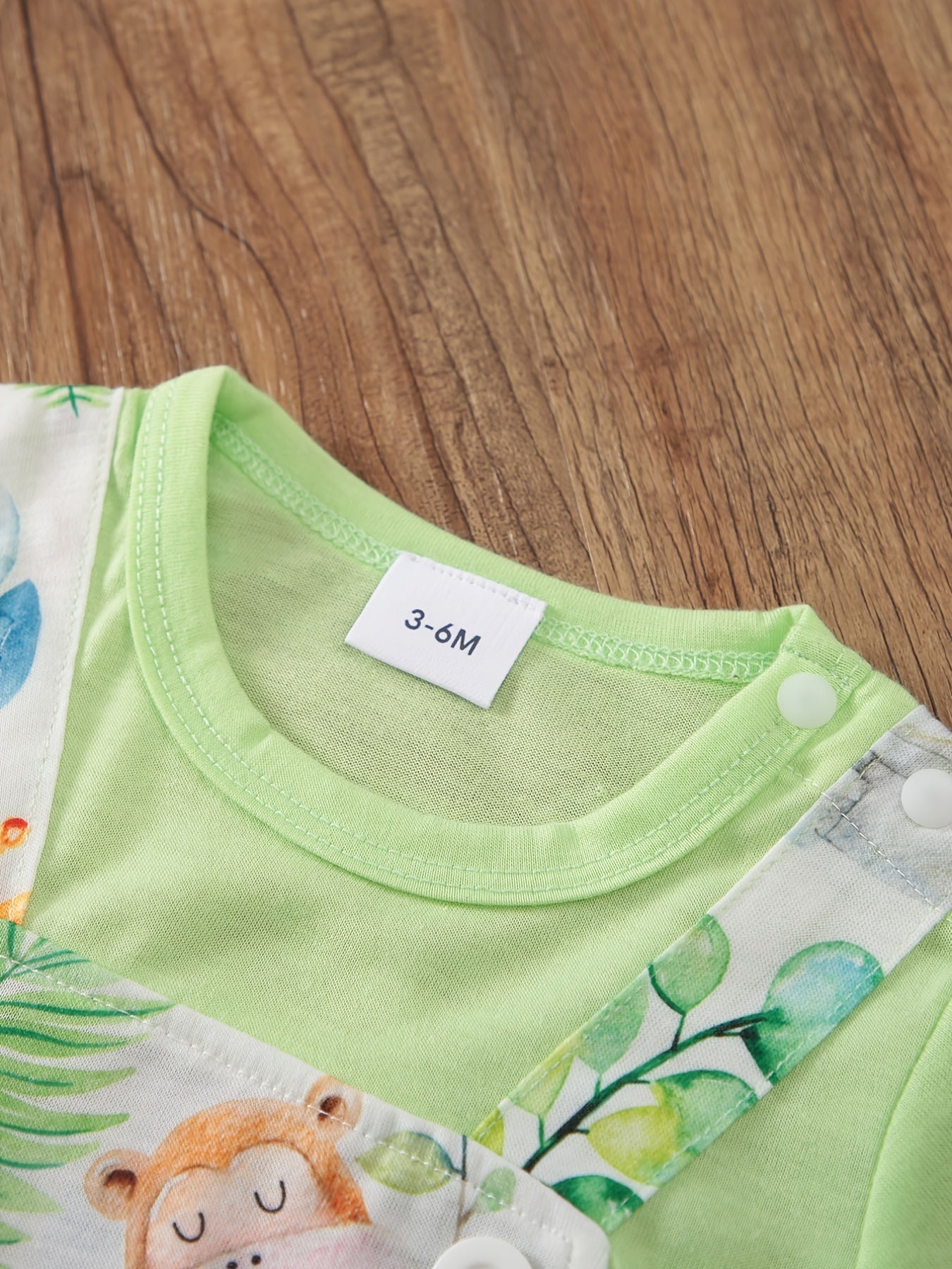Newborn Infant Suspender Splicing Romper Cartoon Animals Graphic Short Sleeve