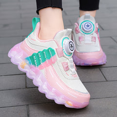 Girl's Rotating Buckle Chunky Shoes, Non Slip Sneakers for Kids