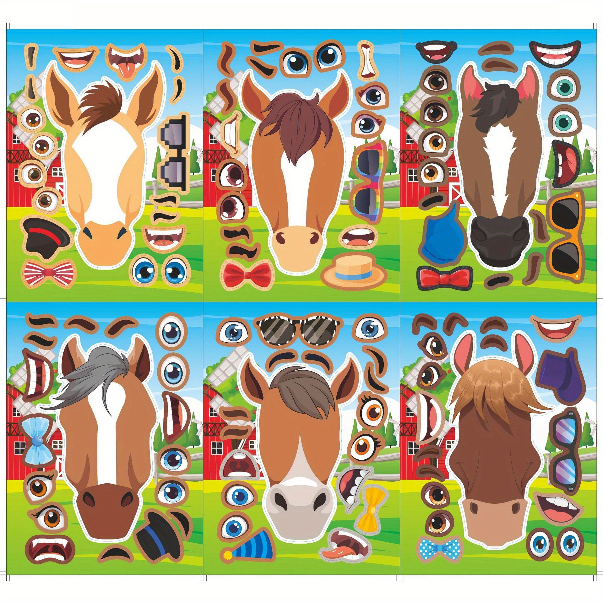 12pcs Elf Horse DIY Stickers for Holiday Party Decorations