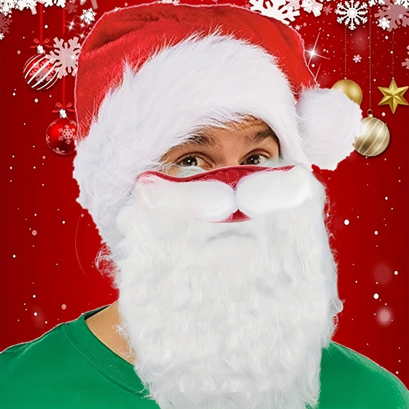 Christmas Mask Red Cotton Beard Mask Holiday Santa Character Decorative