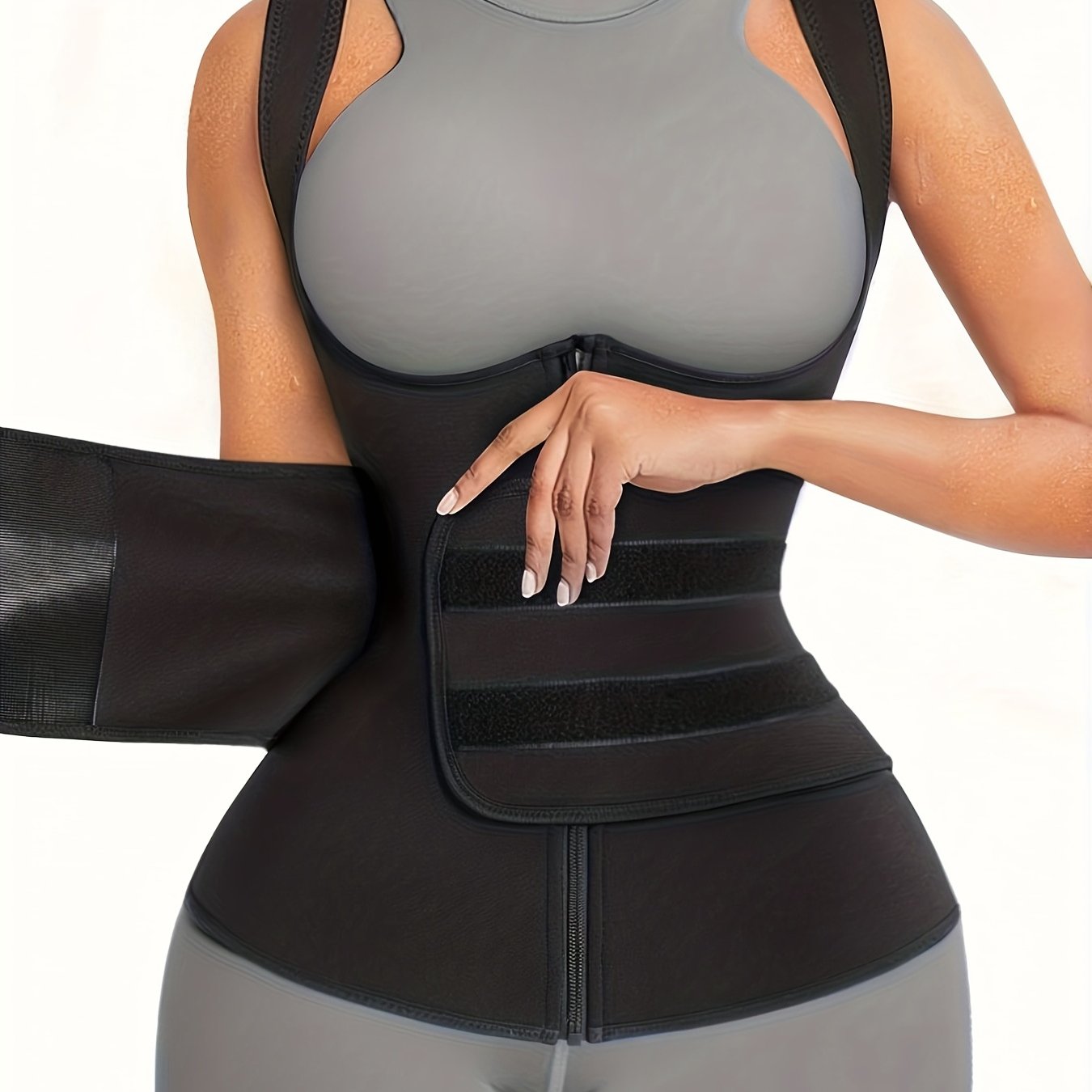 Waist Training Sweat Sauna Tank Top Tummy Control Zipper Women's Activewear