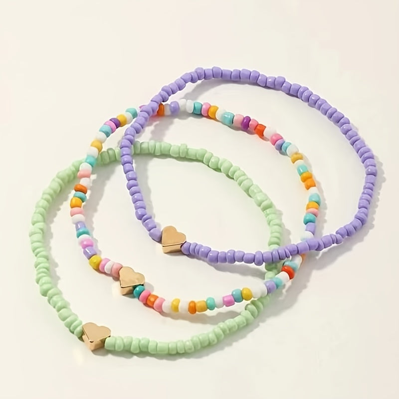 Girls Colorful Foot Anklet Bracelets with Heart Accessories