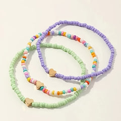 Girls Colorful Foot Anklet Bracelets with Heart Accessories