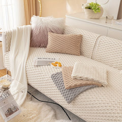 Plush Geometric Sofa Slipcover, Furniture Protector, Couch Cover