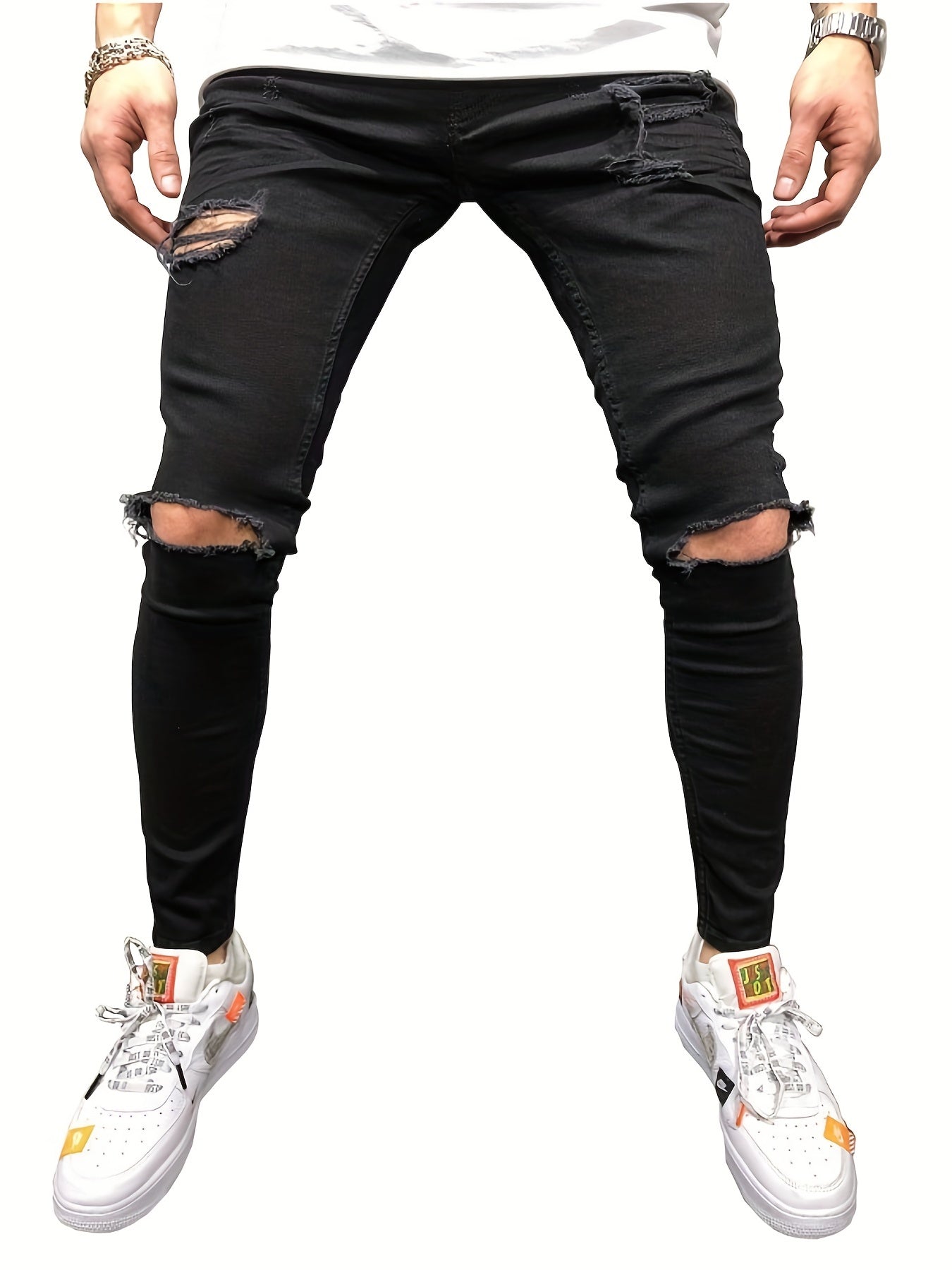 Men's Slim Fit Ripped Distressed Stretch Jeans