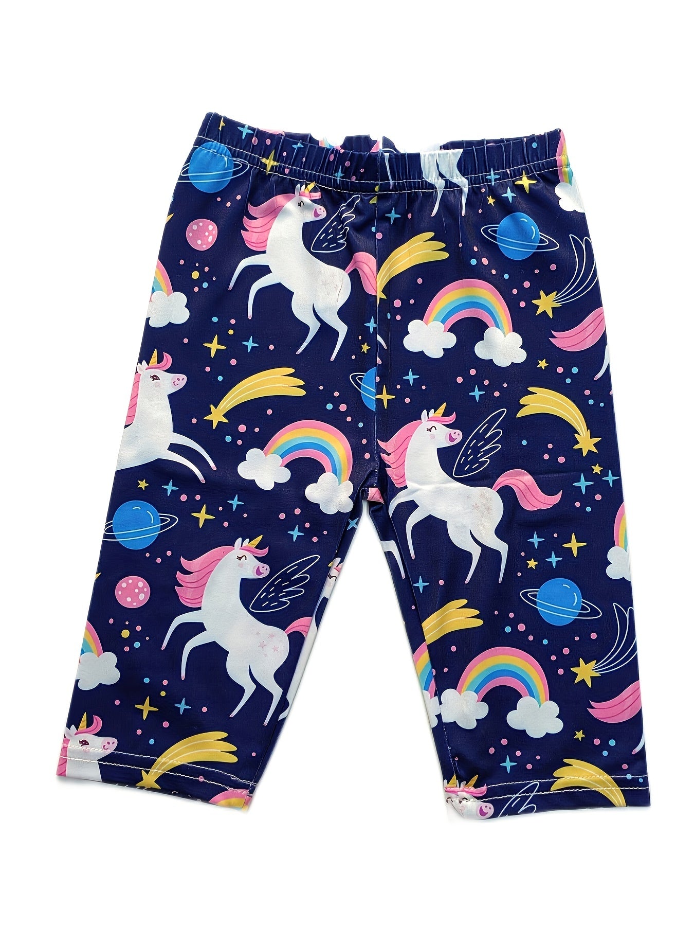 Unicorn & Rainbow Graphic Shorts Leggings For Girls