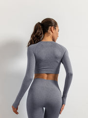 Seamless Yoga Long Sleeves Shirts Crop Top