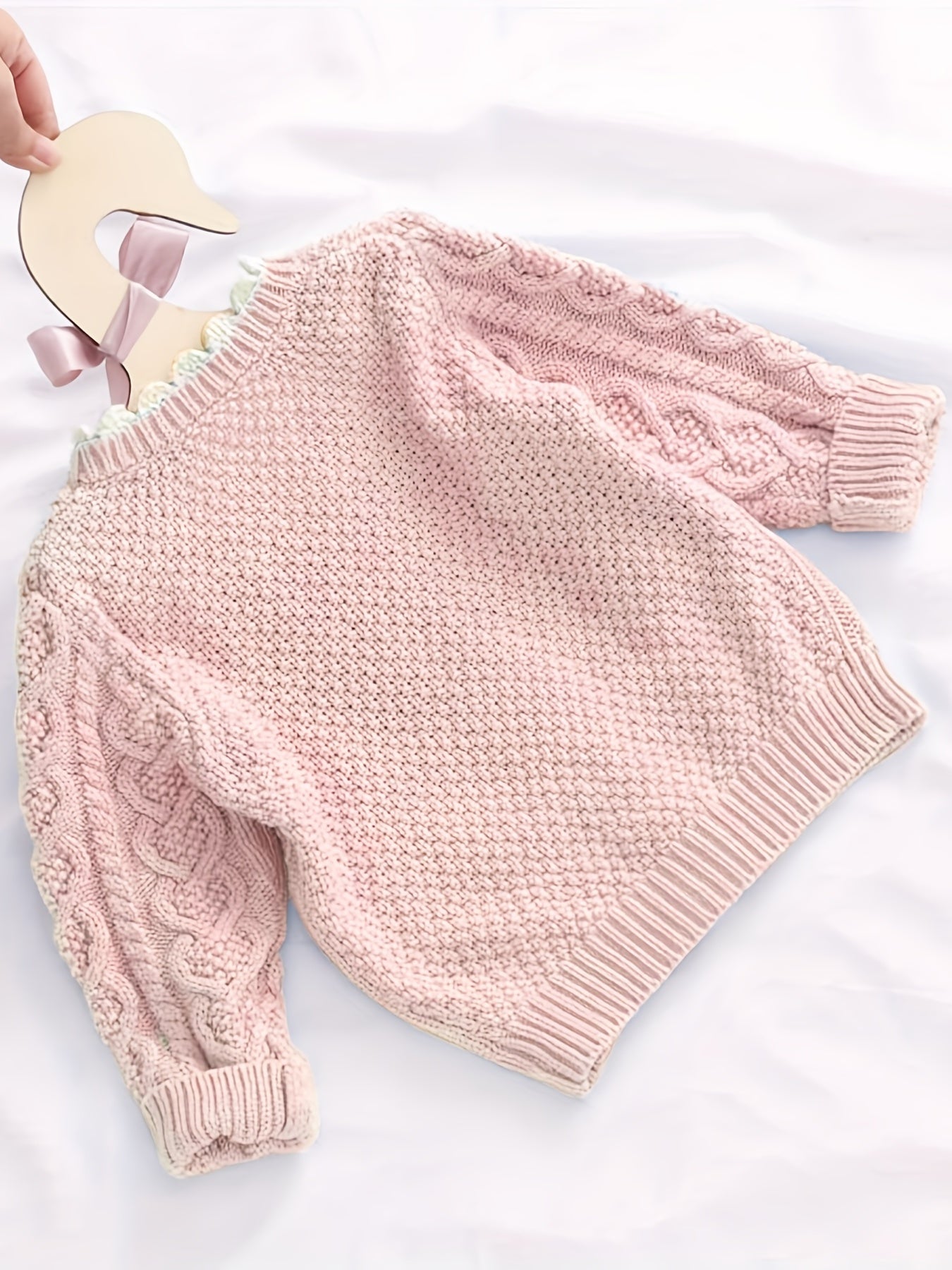 Kids Small Flower Embroidered Cotton Knitted Cardigan