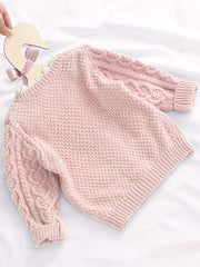 Kids Small Flower Embroidered Cotton Knitted Cardigan