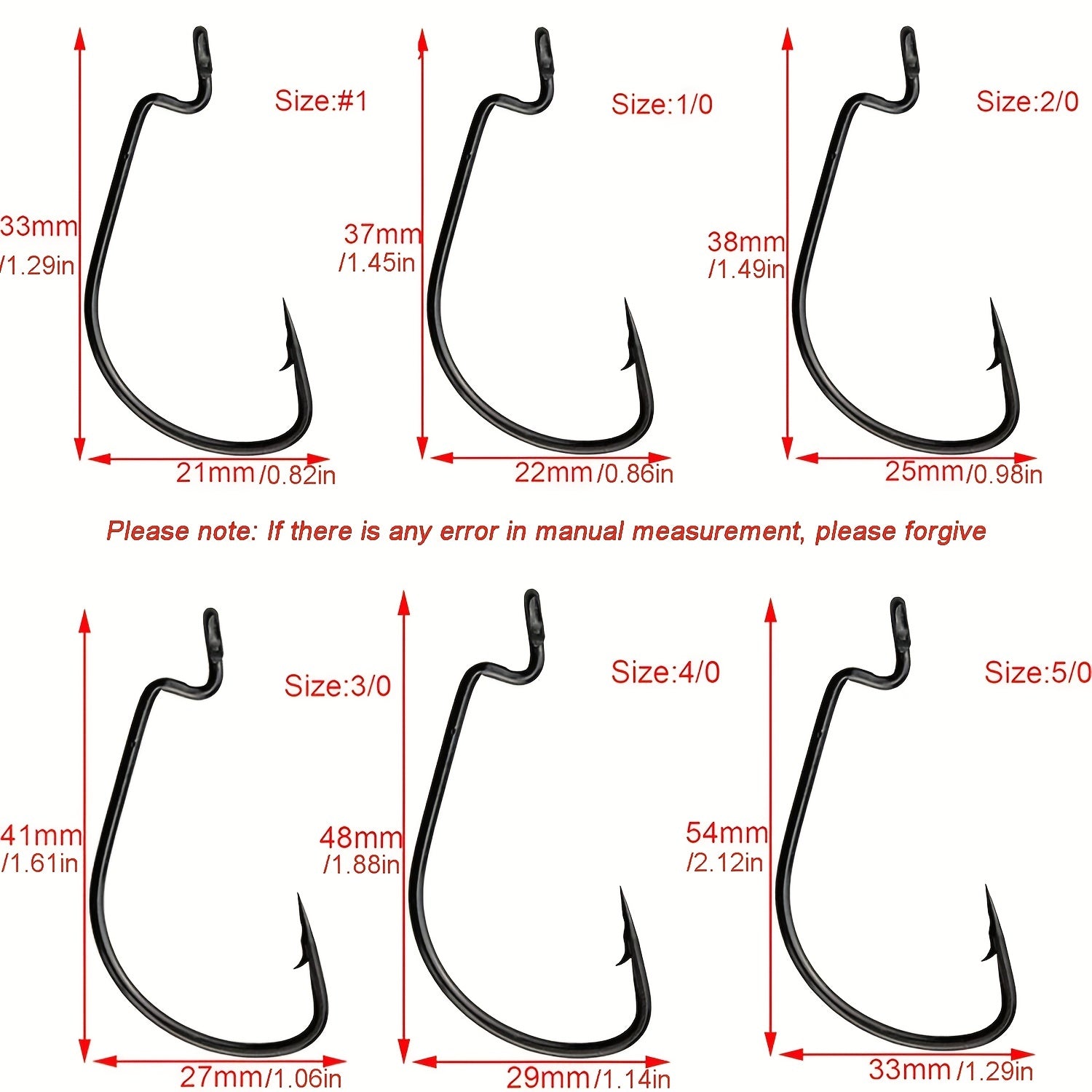 20pcs Bass Fishing Offset Worm Hooks High Carbon Steel Circle Fishing Hooks Jig