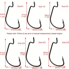 20pcs Bass Fishing Offset Worm Hooks High Carbon Steel Circle Fishing Hooks Jig