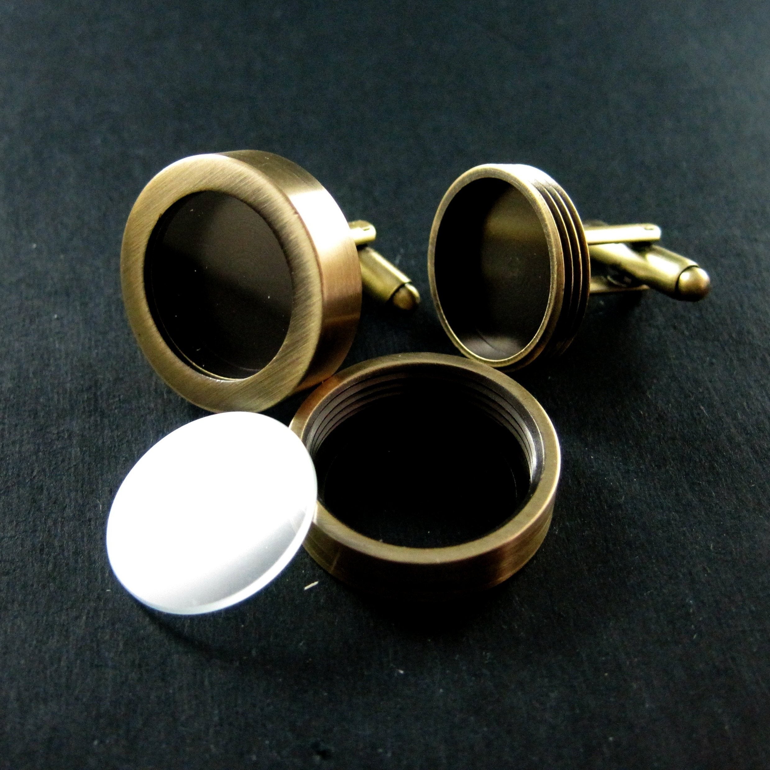 1pair Copper Plated Round Glass Cufflinks