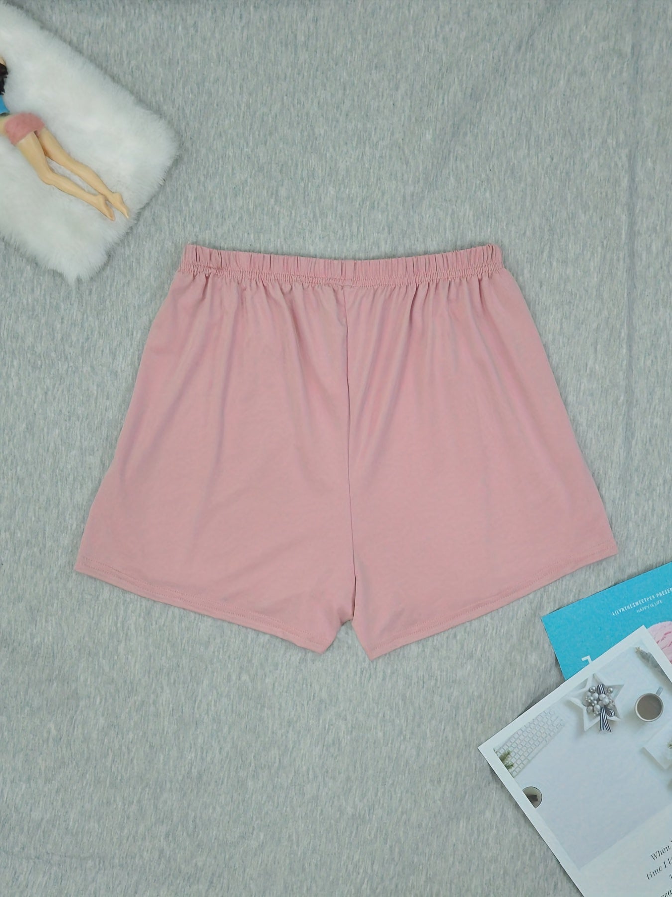 Side Split Elastic Waist Women's Sleep Shorts