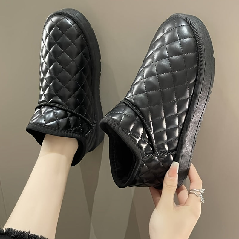 Women's Low Top Snow Boots Waterproof Shoes Slip On Round Toe