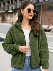 Women's Plush Fleece Winter Coat Soft Comfort Crop Jacket