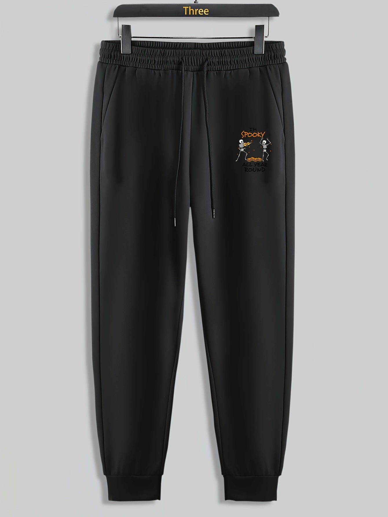 Skeleton Halloween Pumpkin Print Men's Sweatpants Loose Casual Trousers