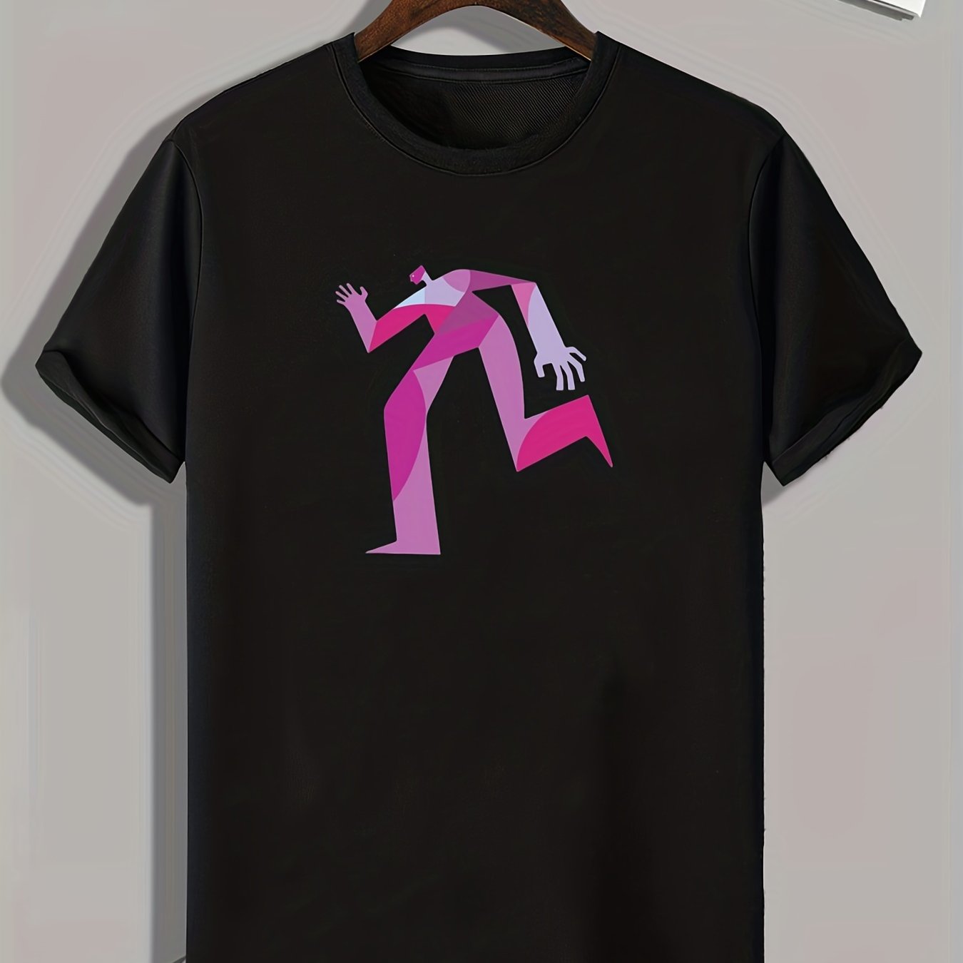 Geometric Runner Print Men's Comfy T shirt for Summer