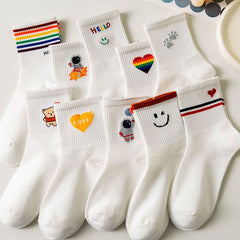10 Pairs Women's Academic Style Crew Socks & Hosiery