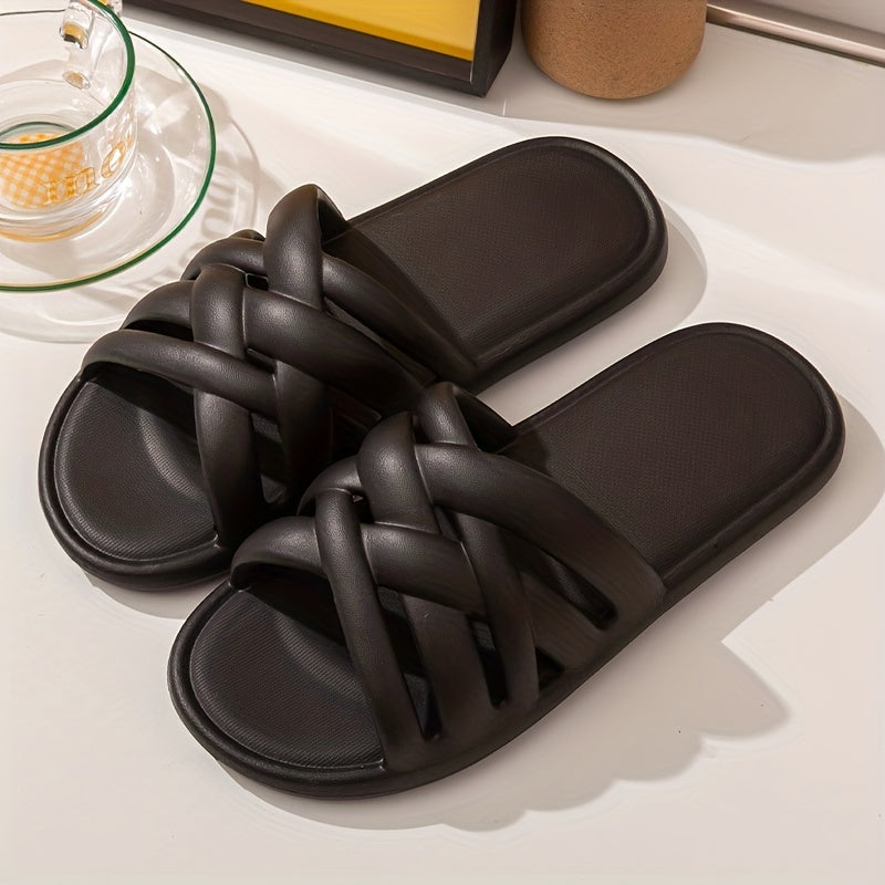 Women's Cross Decor Slippers Open Toe Non slip Comfy Indoor Slides