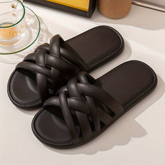 Women's Cross Decor Slippers Open Toe Non slip Comfy Indoor Slides