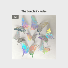 12 Piece 3D Colorful Silvery Butterfly Wall Sticker