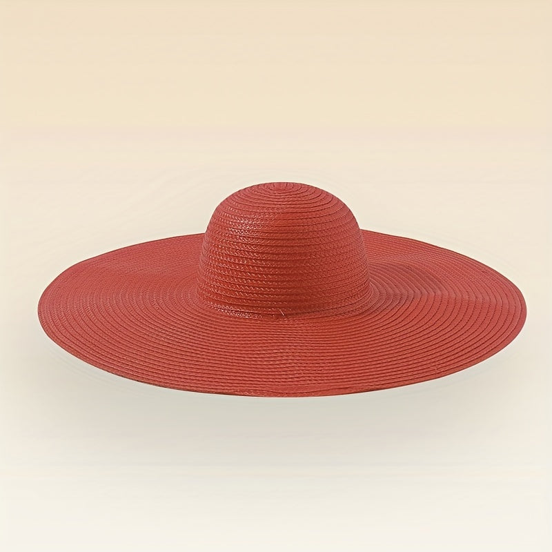 Red Oversized Floppy Sun Hat Wide Brim Sunshade Travel Beach Hat