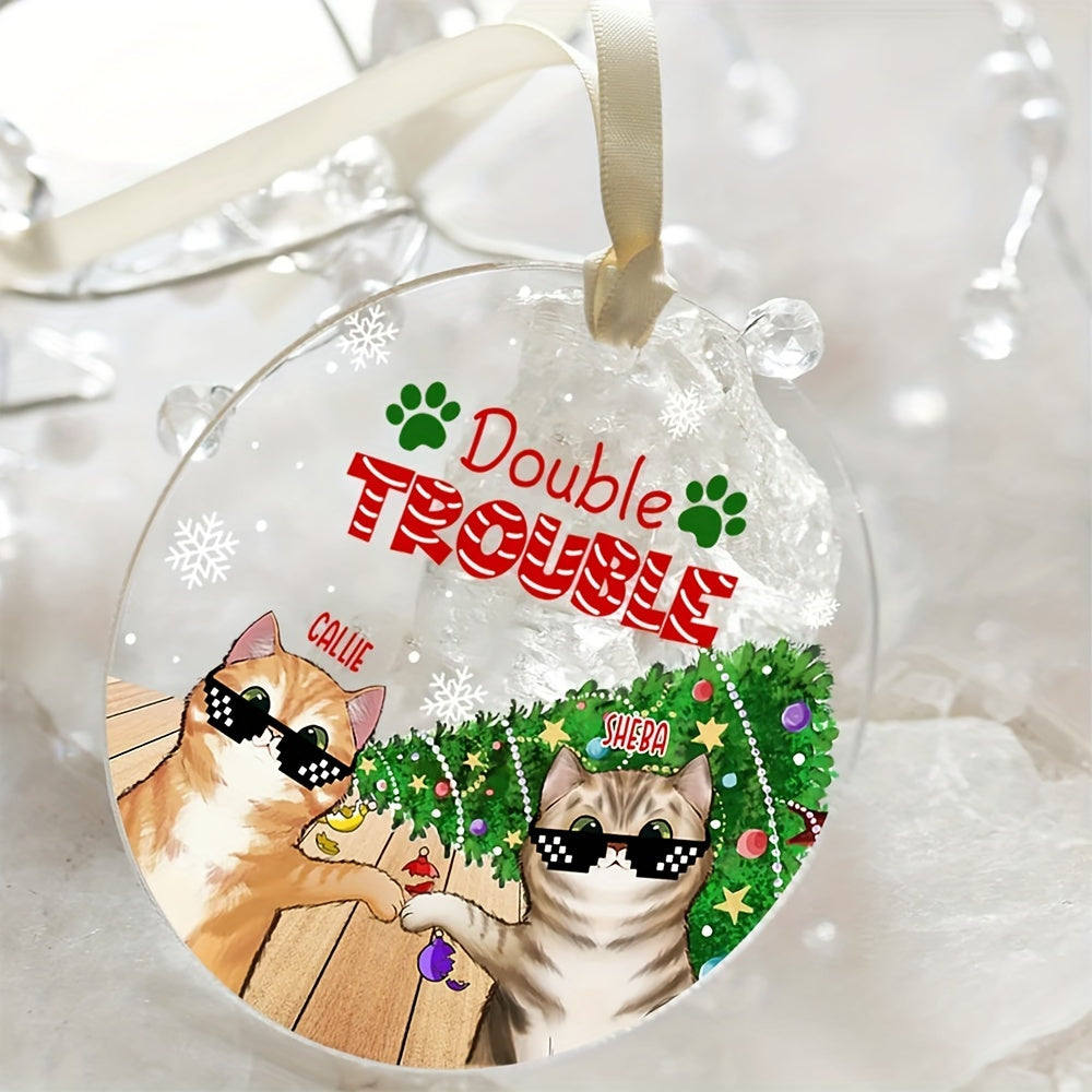 Acrylic Sunglasses Cat Christmas Style Decoration Pendant