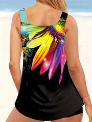 Rainbow Sunflower Print Tankini Set