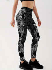 Skull Graphic Yoga Running Leggings Women's Activewear