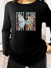 Butterfly Print Long Sleeve Pajama Top