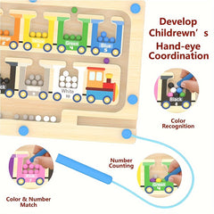 Wooden Train Magnetic Puzzle Toy Activity Counting Skill Learning Gift